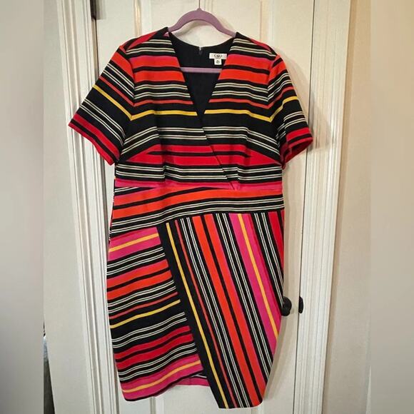 Cato Bold Striped Faux Wrap Asymmetrical Dress - EUC - 18W - Picture 2 of 8
